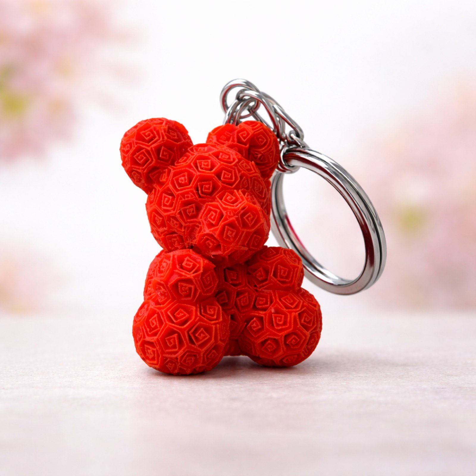 Gül Dokulu Anahtarlık - Kırmızı Renk