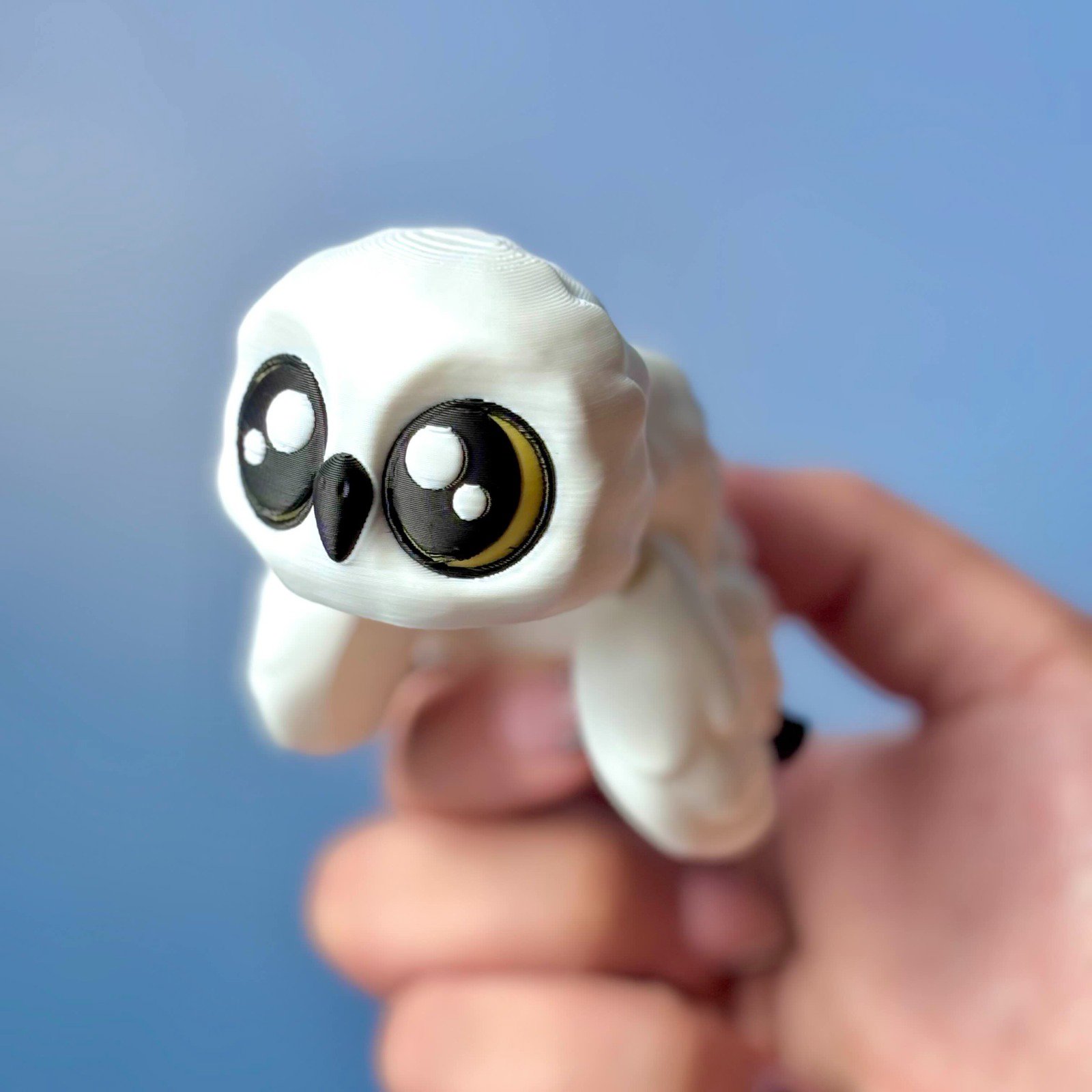 Sevimli Beyaz Baykuş Eklemli Figür - Eşsiz Tasarım